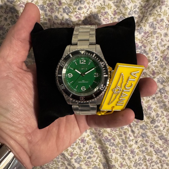 Invicta Green Dial Silver Band Watch - Picture 1 of 5
